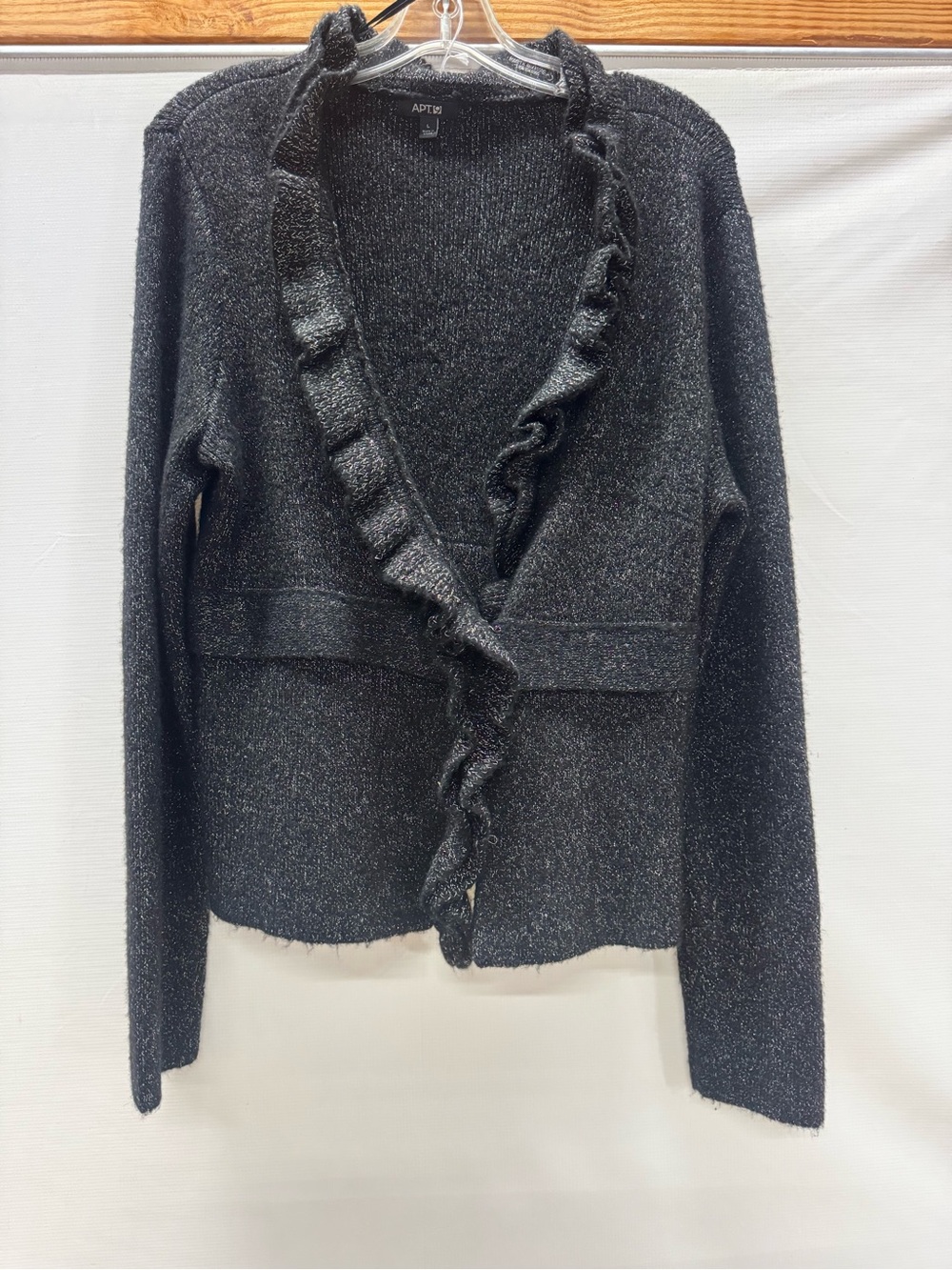 Apt. 9 Black Ruffle-Trim Open Cardigan